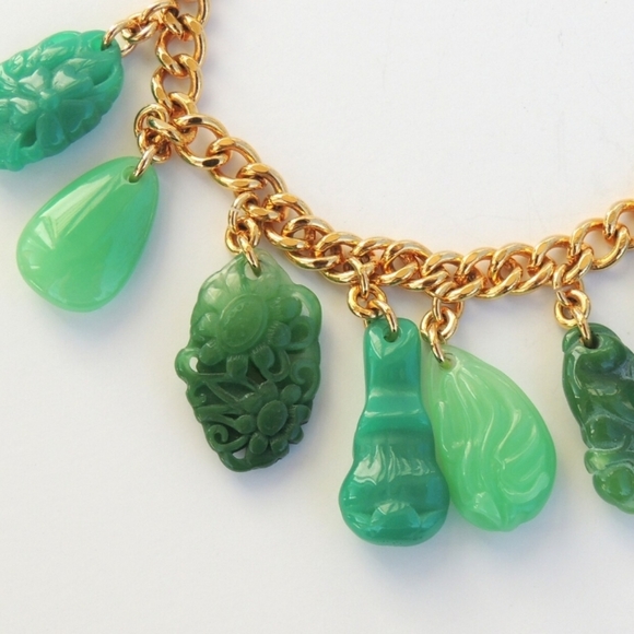 Elizabeth Taylor Simulated Jade Set Charms Bracelet - Picture 4 of 8
